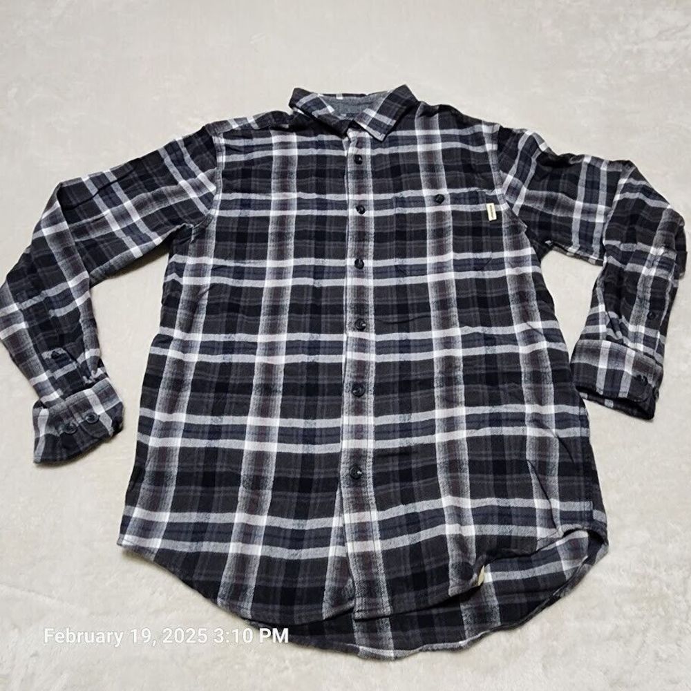 Woolrich Shirt Men's Small Gray Smoke Plaid Long Sleeve Cotton Flannel Shirt